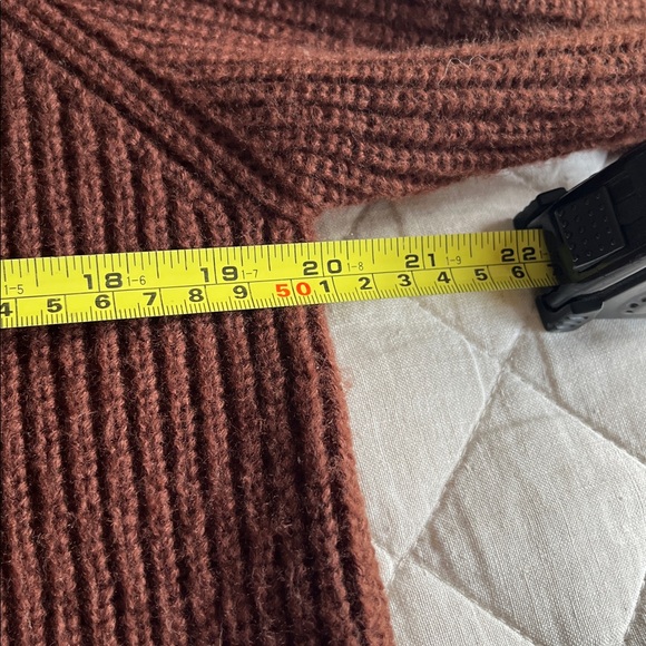 Classic Ribbed Brown Button-Front Cardigan Sweater - Picture 3 of 6